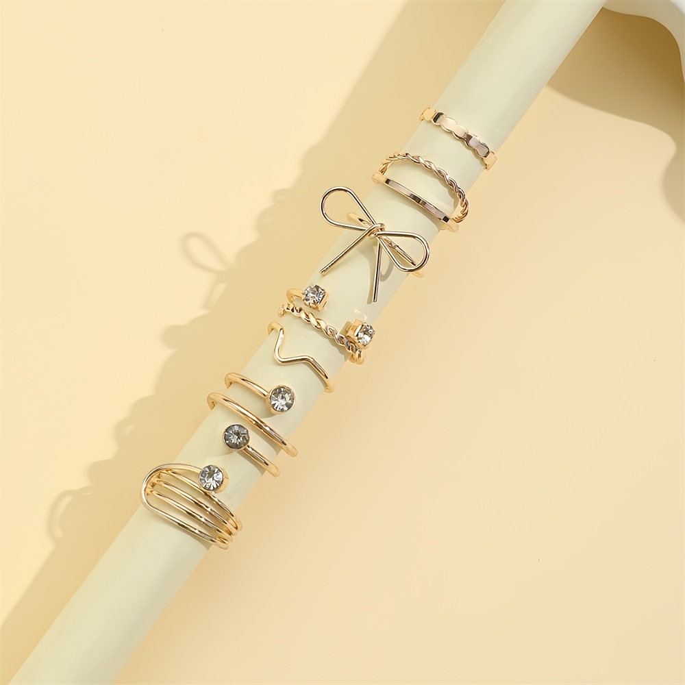 8pcs Iron Ring Rhinestone Circle Set